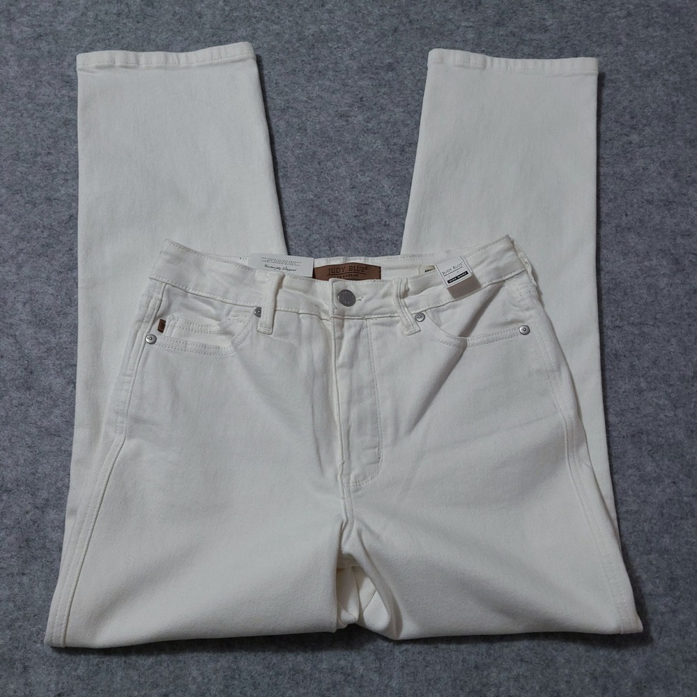 Judy Blue Ankle Straight Jeans Womens 5/27 White High Waist